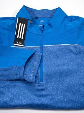 Adidas Golf Go-To 1/4 Zip Large Blue Long Sleeve Pullover NEW NWT